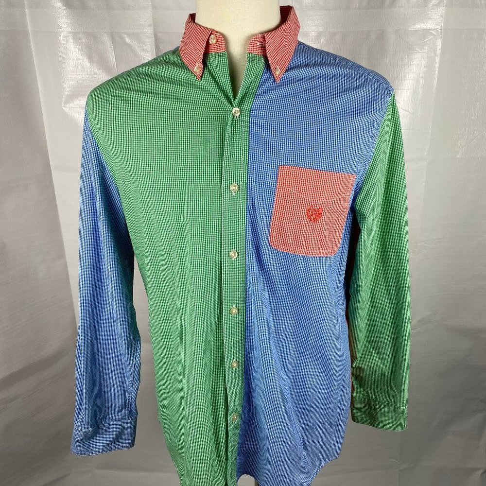 Chaps Multicolor Block Check Button Down Shirt - image 2
